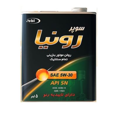 روغن موتور API :SN/CF 5W40-5 Litres شرکتی ایساکو 0770704502 رنو کپچر